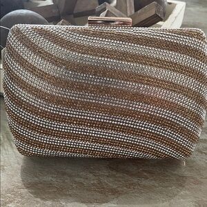 Embellished Gold and Silver Crystal Evening Clutch